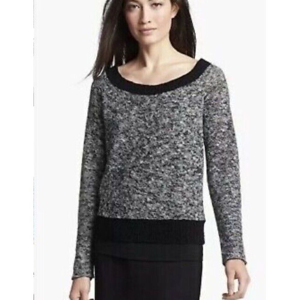 EILEEN FISHER Black Melange Linen Twist Sweater‎ XS